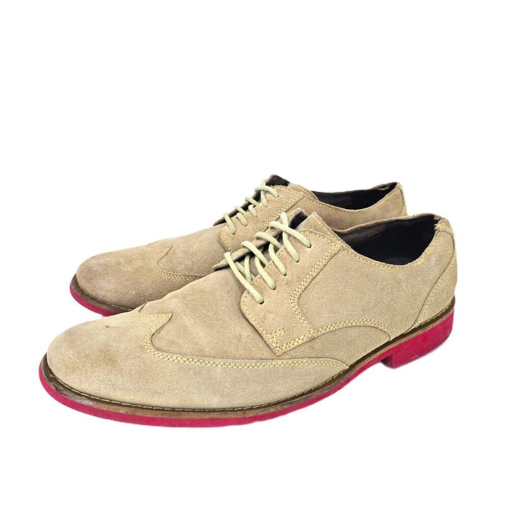 Cole Haan Drake Eva Wingtip Oxford II - Milkshake Suede / Red Bottom Men's 10.5